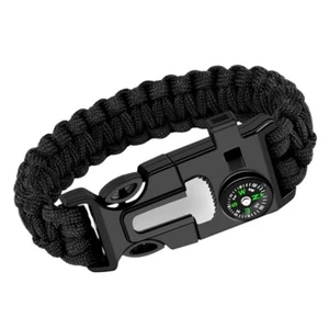 Outdoor Camping Survival Detachable Rope Paracord Bracelet Stainless Steel Black - Picture 1 of 1