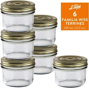 6 Pack Le Parfait Familia Wiss Terrine Wide Mouth French Glass Jar 12oz 350ml - Picture 1 of 4