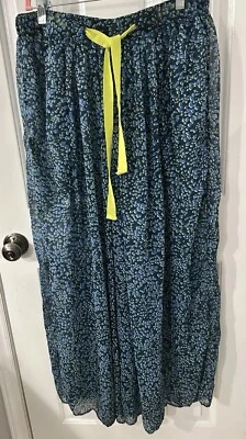 Pantalones de salón Intimately Free People talla M pierna ancha transparente estampado azul usados en excelente estado Foto 1 de 4