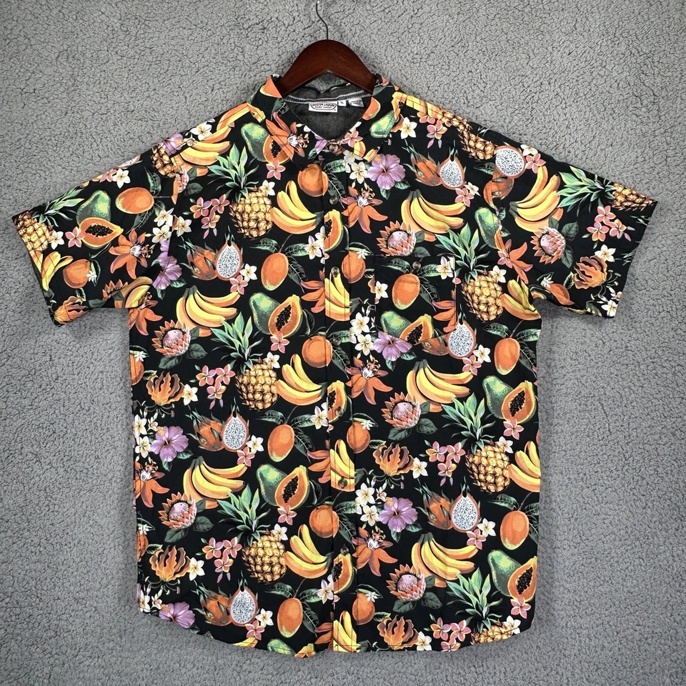 Ron Jon Surf Mens Shirt  XL Hawaiian Button Up Short Sleeve Fruit Design Beach - Image 1 of 4