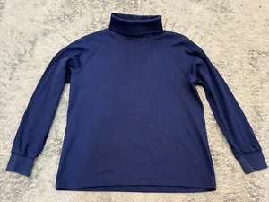 Vintage Woolrich Woman Turtleneck Shirt Womens Medium Blue Cotton Pullover - Picture 1 of 6