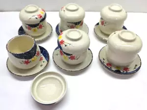 6pk 6oz Japanese Snack Set Ceramic Stew Chill Soup Pot bowl Plate Korean - Picture 1 of 8