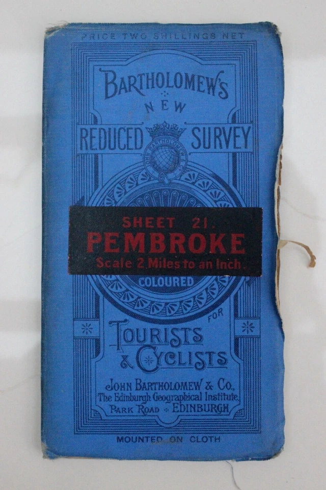 Bartholomew's Pembroke Map Tourists & Cyclists 1917-19 Linen 1/2" Map Sheet 21 - Image 1 of 1