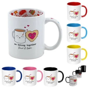 Valentines Day Mug Personalise Boyfriend Girlfriend Him Her Wife Tea and Biscuit - Picture 1 of 31