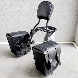 Harley OEM Sissy Bar Backrest Airfoil Luggage Rack Compact Saddlebags Detachable - Picture 1 of 20