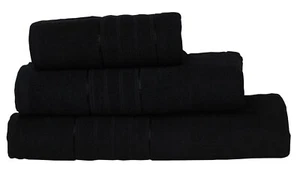 4Pcs Egyptian Hand Towel + Bath Towel Designer Cotton Soft Fluffy Black New - Picture 1 of 1