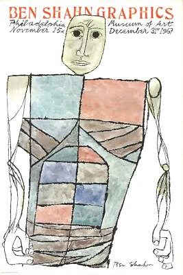 BEN SHAHN Gráficos 45" x 30" Litografía 1967 Modernismo Multicolor, Azul, Rojo, Gr Foto 1 de 4