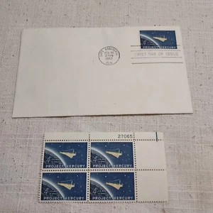 Project Mercury 4cent First Day Issue & 4 unused stamp block 1962 - Picture 1 of 3