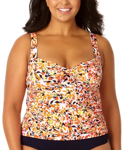 Anne Cole Women Plus Size 16W Floral V-Neck Twist-Front Tankini Top $92 1631 - Picture 1 of 8