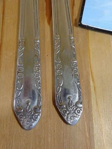 DINNER KNIVES Lot of 2 Stainless Steel Flatware Made in Japan Flower Pattern - Picture 1 of 3