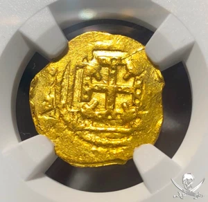 MEXICO 1 ESCUDO 1690’s 1715 FLEET "JEWELED CROSS" NGC 63 PIRATE GOLD COINS - Picture 1 of 12