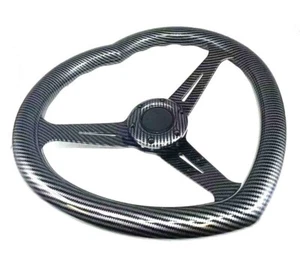 Black Carbon Fiber Style Heart Shaped Steering Wheel Universal ABS Steer Wheel - Picture 1 of 9