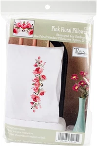 Par de fundas de almohada Tobin estampadas para bordar 20"X30"-rosa floral T232185 - Imagen 1 de 3