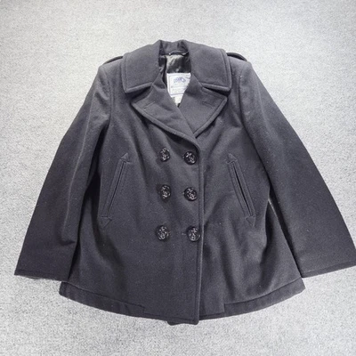 DSCP Quarterdeck Peacoat Womens 12S Wool Blend Anchor Buttons Navy Military Coat - Image 1 of 4