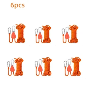 6 Stück Reflektierendes Camping Zelt Seil Festzurren Verschluss Feste Schnalle Riemenscheibe Spannung - Bild 1 von 5