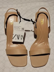 zara tan open toed high heel Size 6 USA 3 Uk - Picture 1 of 2