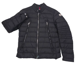 $1700 Moncler Amiot Down Black Moto Jacket Mens Size 2XL (6) - Picture 1 of 14