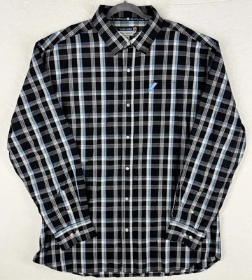 Ecko Unltd Men’s Big Size 3XL Button Down Long Sleeve Shirt Blue Black Plaid New - Image 1 of 4