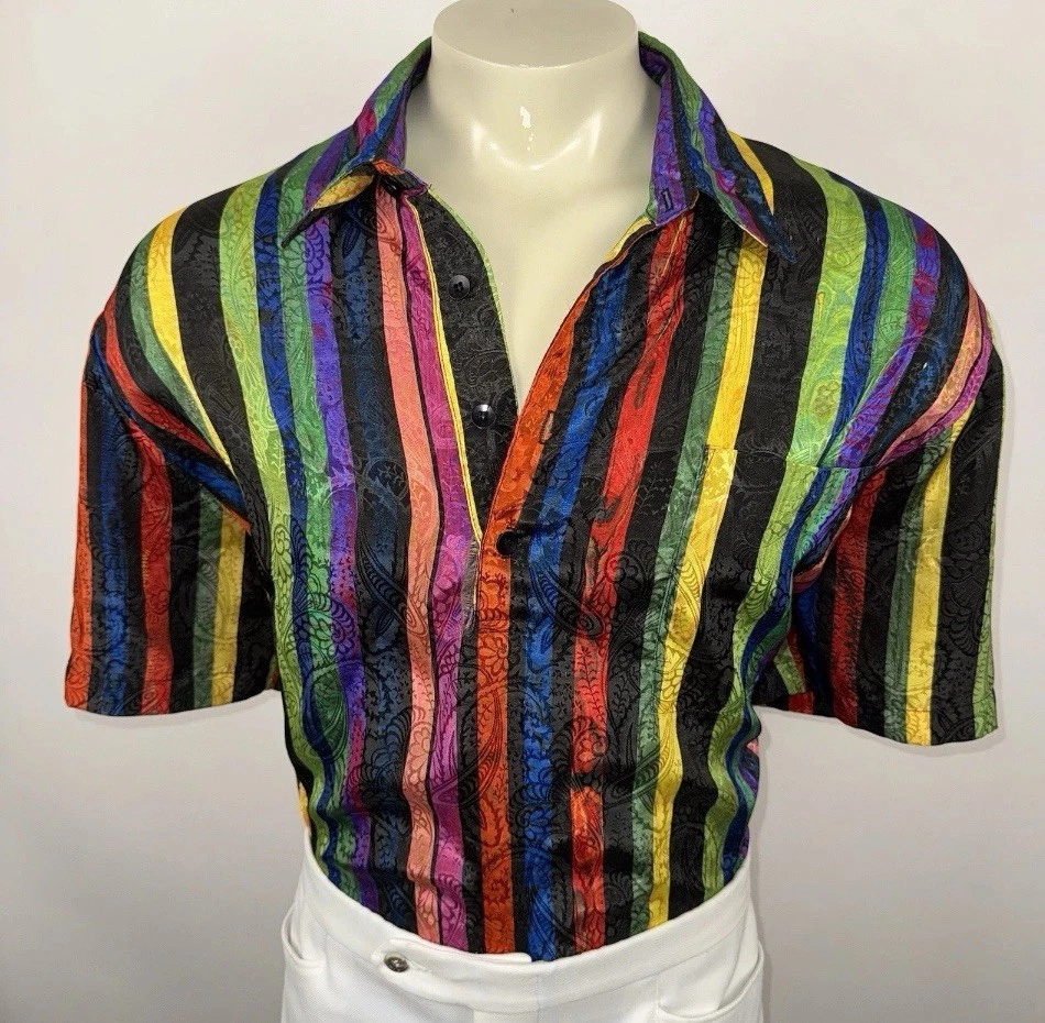 Alan Stuart Shirt Mens XL Vtg 60s 70s Disco Club Saturday Night Fever Hippy Nik - Image 1 of 4