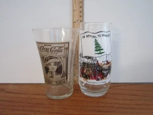COCA COLA 1 GLASS CR-CREATION FLAIR GLASS & 1 HERITAGE COLLECTOR SERIES VINTAGE - Picture 1 of 9