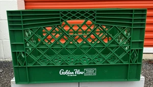 Vintage Golden Flow Dairy Green Plastic Milk Crate 19 X13 X11 - Picture 1 of 8