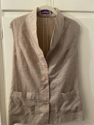 Cotton Linen Vest Casual Loose V Neck Sleeveless - Image 1 of 4