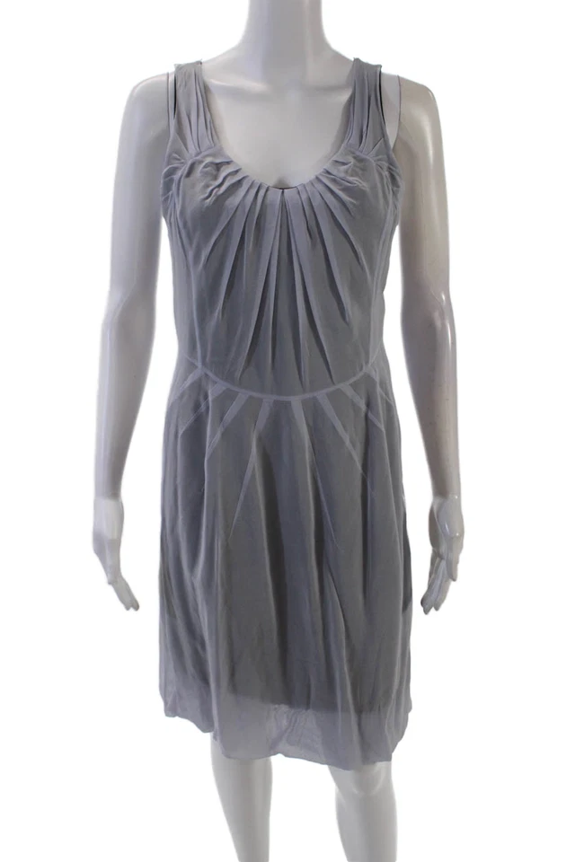 Richard Chai 女式棉质无袖拉链圆领连衣裙蓝色 8 码 — 第 1/4 张图片