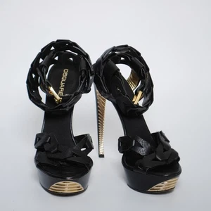 Dsquared2 High Heels Sandals Black Platform Peep Toe Pumps Shoes EU 36.5 US 5.5 - Picture 1 of 8
