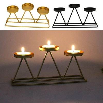 Set Kerzenhalter Tisch Dreieck Hochzeit schwarz/gold Kerzenst?nder Weihnachten - Bild 1 von 4