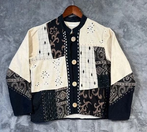 Coldwater Creek Vintage Jacke Damen klein Patchwork bestickt Batik Boho - Bild 1 von 13