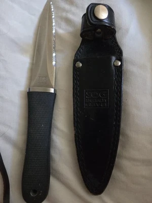 Original SOG Seki Japón S14 Pentágono Daga parcialmente dentada 5 pulgadas hoja bota Foto 1 de 4