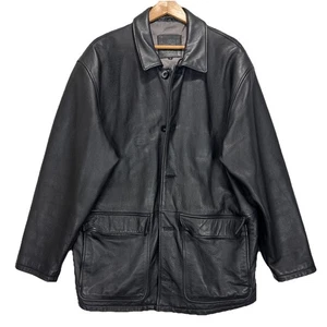 VTG Field Gear Leather Bomber Jacket Heavy Men’s Sz M/L Tall Full Zip Buttons - Picture 1 of 14