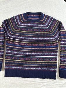 Suéter tejido J Crew 100 % lana de cordero para hombre Fair Isle - talla grande usado en excelente estado - Imagen 1 de 7