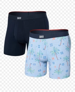 Paquete de 2 calzoncillos boxer Saxx Vibe Xtra para hombre con estampado/negro talla pequeña - Imagen 1 de 5