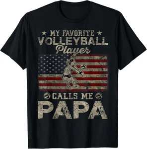 Felpa con cappuccio maglietta My Favorite Volleyball Player Calls Me Papa bandiera USA - Foto 1 di 9