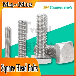 Square Head Bolts Metric M4 M5 M6 M8 M10 M12 A2 Stainless Steel Square Bolts - Picture 1 of 6