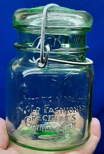 Vintage Oma Wheaton's Old Fashioned Quittungen grünes Glas Einmachglas  - Bild 1 von 9