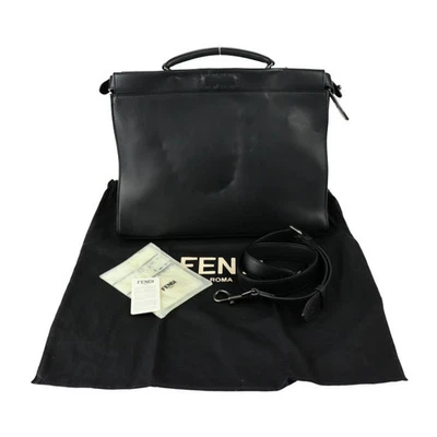 Bolso de Negocios FENDI Peekaboo Fit Selleria 7VA406 Cuero Negro Bugs Eye Monster Foto 1 de 4