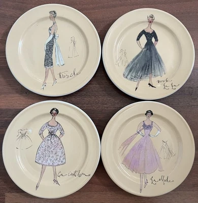 Rosanna Retro French Fashion Beige 5.75” Dessert Plates Set of 4 - Image 1 of 2