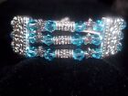 Hot Fashion Star Jewelry Tibetan Silver Light Blue Crystal Bead Bracelet B-45