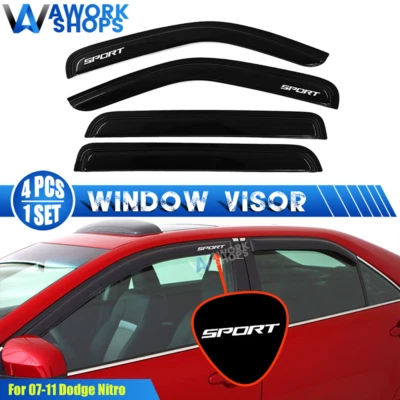 Fit 07-11 Dodge Nitro Window Visors Vent Rain Guard Shade Smoke w/ White Sport - Изображение 1 из 4