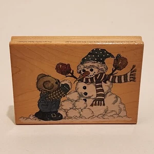 Teddybär & Schneemann Winter Stempel von Hampton Art K1648 1999 3,25" x 5" - Bild 1 von 7
