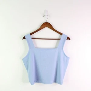 Aqua Ribbed Square Neck Tank in Blue Spring XL - Picture 1 of 4