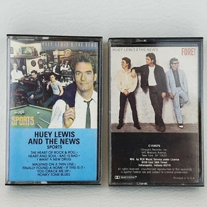 Vintage Lot 2 Huey Lewis & The News Cassette Tapes - Fore! and Sports - Imagen 1 de 2