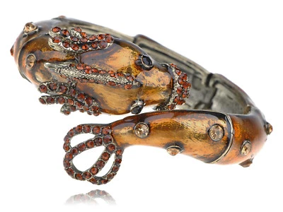 Loch Ness Sea Monster Critter Pond Topaz Crystal Rhinestone Bracelet Bangle Cuff - Image 1 of 4