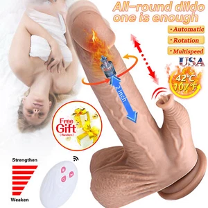 Thrusting Realistic Heating Suction Cup Dildo G-Spot Vibrator Sex-Toy for-Women - Picture 1 of 12