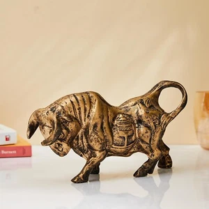 Antigua pieza de exhibición de estatua de toro finlandés de latón, para decoración del hogar 1 pieza - Imagen 1 de 8