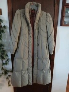 Vintage J Gallery Down Puffer Trench Coat, Size M, Beige w Pink/Rose Lining - Picture 1 of 9