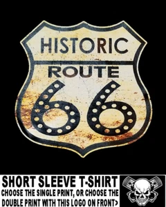 Get Your Kicks Route 66 Sign Old School Hot Rodder Biker Motorcycle T-shirt XT3 - Picture 1 of 24