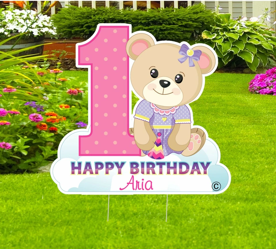 Letrero de patio de primer cumpleaños - Honk Its My 1st Birthday personalizado césped niña decoración Foto 1 de 1